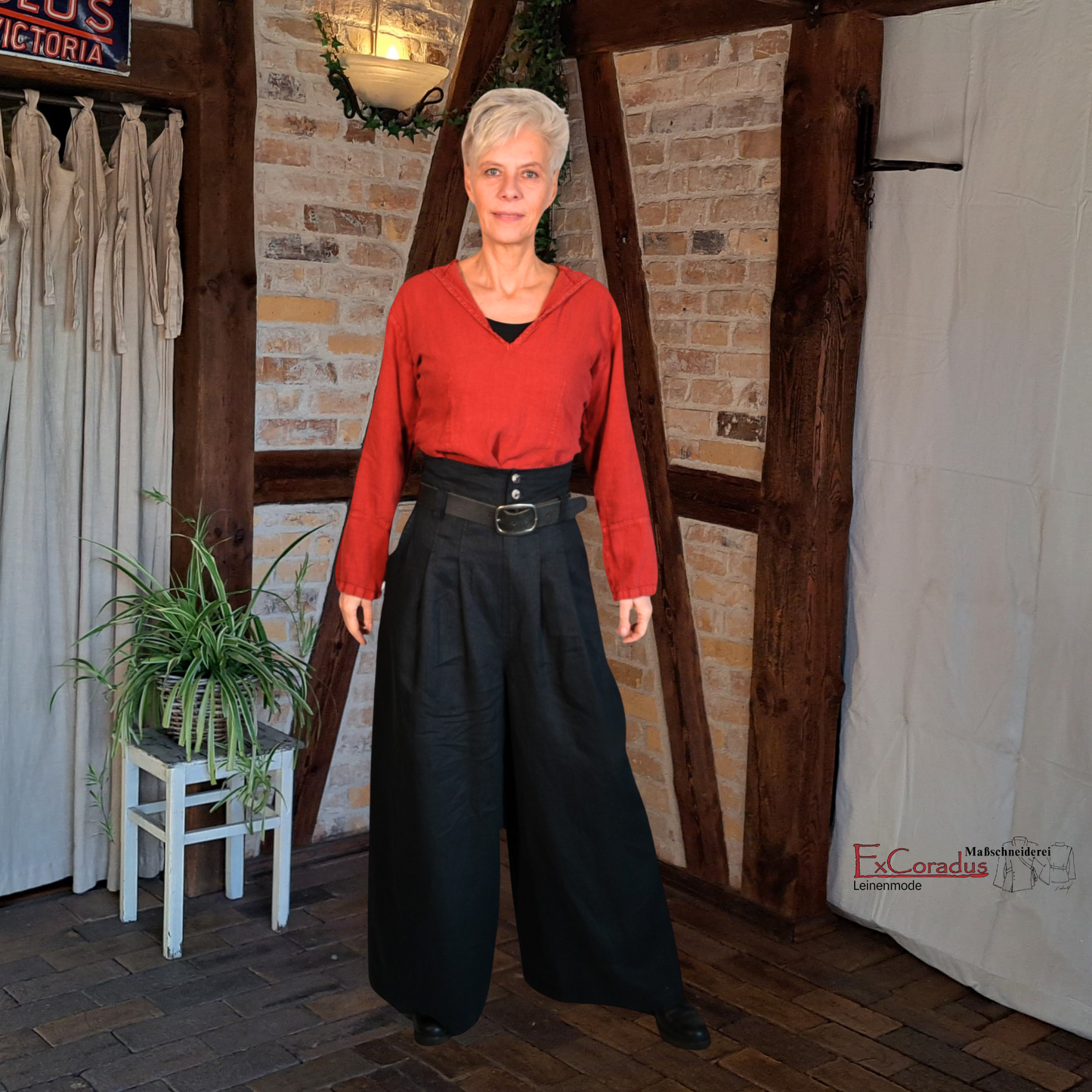 Eleganz & Komfort: Hose Nicole mit weitem Schnitt und hohem Bund