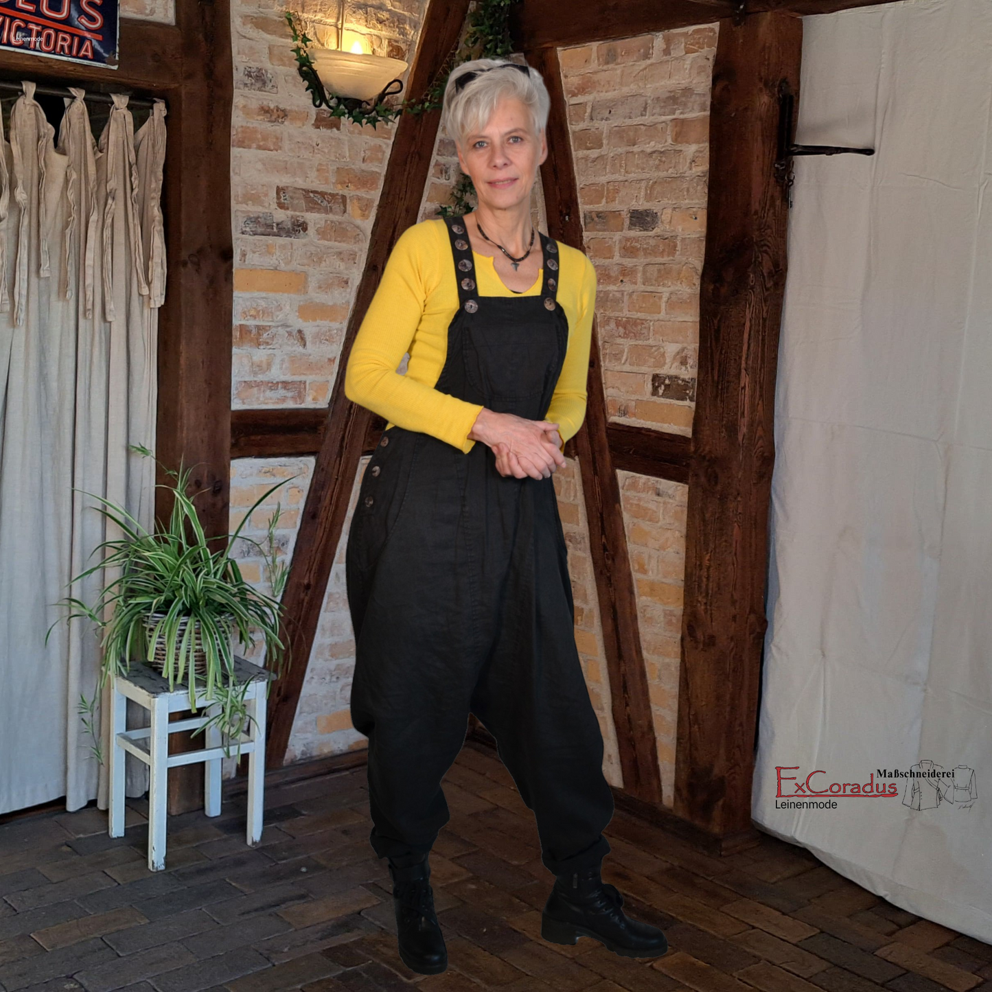 Trendige Latzhose Hanna aus 100% hochwertigem Leinen