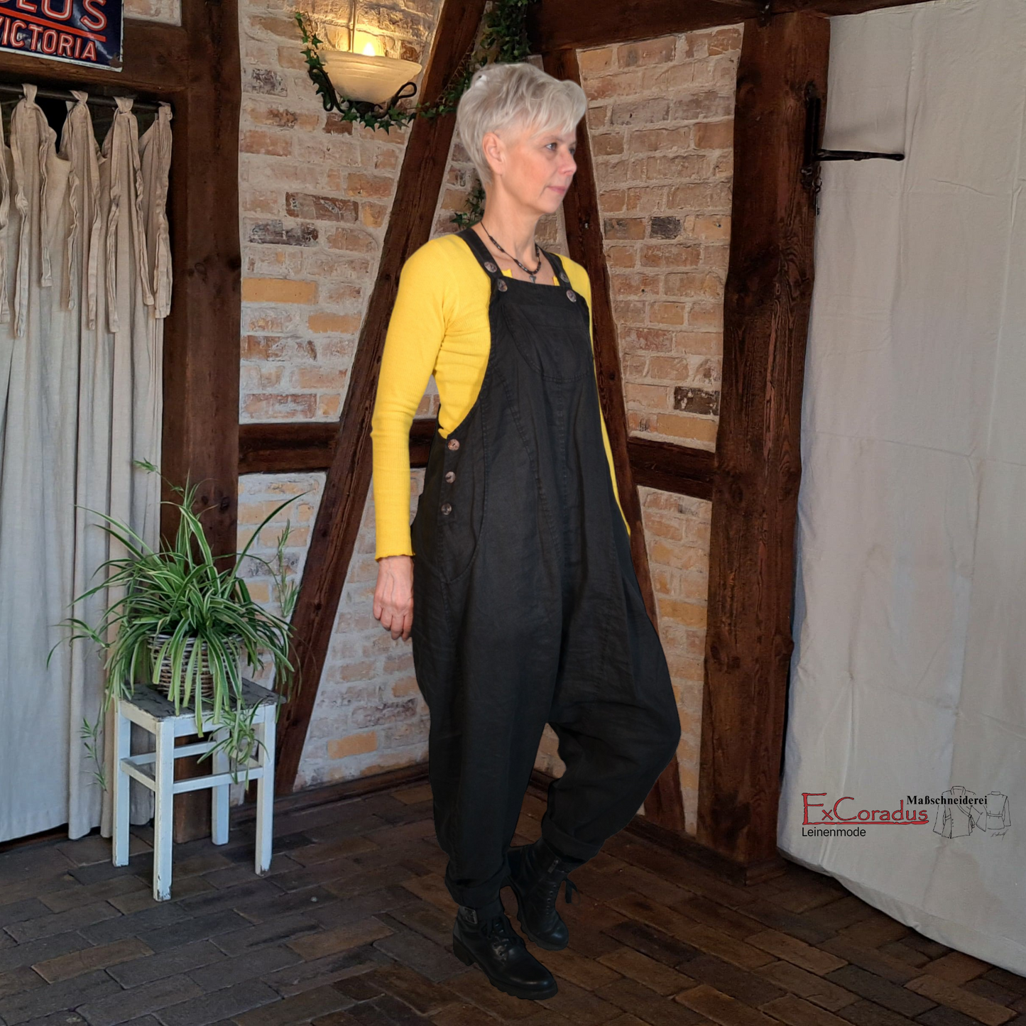 Trendige Latzhose Hanna aus 100% hochwertigem Leinen